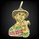 2.1” 14k Yellow Gold CZ Freddy Krueger Pendant