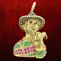 2.1” 14k Yellow Gold CZ Freddy Krueger Pendant