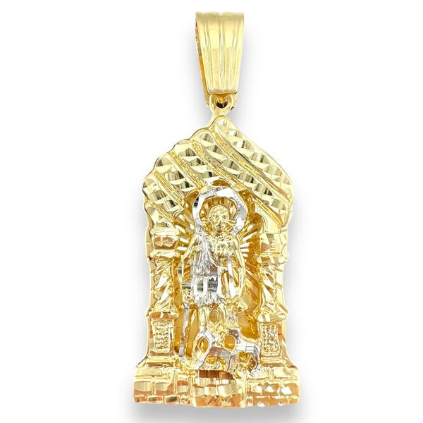 2.9” 14k Yellow Gold Solid Saint Lazarus House Pendant