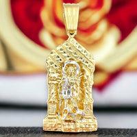 2.9” 14k Yellow Gold Solid Saint Lazarus House Pendant