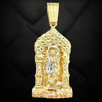 2.9” 14k Yellow Gold Solid Saint Lazarus House Pendant