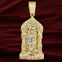 2.9” 14k Yellow Gold Solid Saint Lazarus House Pendant