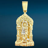 2.9” 14k Yellow Gold Solid Saint Lazarus House Pendant