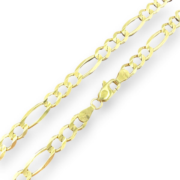 5mm 14k Yellow Gold Solid Figaro Chain