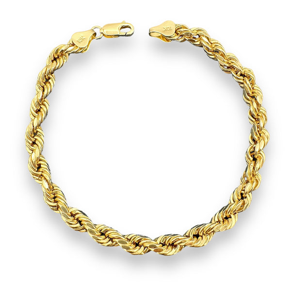 10k Yellow Gold 6mm Diamond Cut Rope Bracelet - various sizes