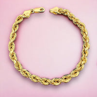 10k Yellow Gold 6mm Diamond Cut Rope Bracelet - various sizes