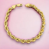 10k Yellow Gold 6mm Diamond Cut Rope Bracelet - various sizes