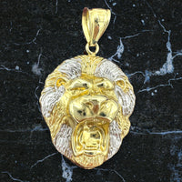 1.6” 10K Yellow Gold Roaring Lion Pendant