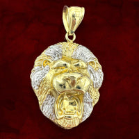 1.6” 10K Yellow Gold Roaring Lion Pendant