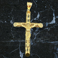 3.55” 14K Yellow Gold 3D Crucifix Pendant