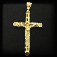 3.55” 14K Yellow Gold 3D Crucifix Pendant