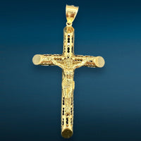 3.55” 14K Yellow Gold 3D Crucifix Pendant