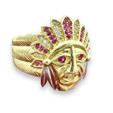 14k Yellow Gold CZ Native Chief Ring