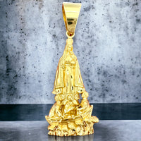 3.2” 14k Yellow Gold 3D Our Lady of Charity Del Cobre Pendant