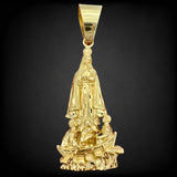 3.2” 14k Yellow Gold 3D Our Lady of Charity Del Cobre Pendant