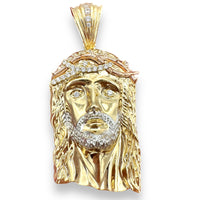 14k Tri-color Gold Jesus Head Pendant