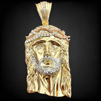 14k Tri-color Gold Jesus Head Pendant