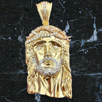 14k Tri-color Gold Jesus Head Pendant