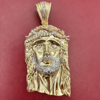 14k Tri-color Gold Jesus Head Pendant