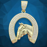 1.5” 14k Gold CZ Horse Shoe Pendant