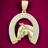 1.5” 14k Gold CZ Horse Shoe Pendant