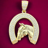 1.5” 14k Gold CZ Horse Shoe Pendant