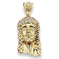 1.6" 14k Gold Jesus Head Pendant