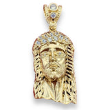 1.6" 14k Gold Jesus Head Pendant