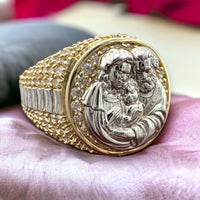 14K Two-tone Gold Religious Ring
