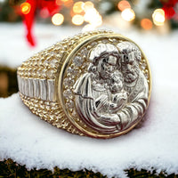 14K Two-tone Gold Religious Ring