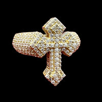 14K Gold 3D Cross Ring