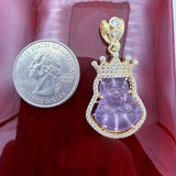 14k Gold Lilac Laughing Buddha Pendant