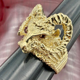 14k Gold Solid Ram Ring