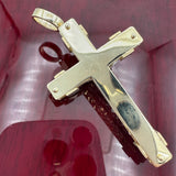 2.1” 14k Two-tone Gold  Crucifix Pendant - Italian Made