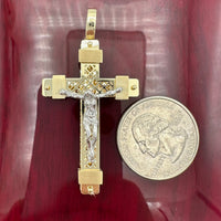 2.1” 14k Two-tone Gold  Crucifix Pendant - Italian Made