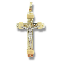 2.1” 14k Two-tone Gold  Crucifix Pendant - Italian Made