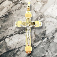 2.1” 14k Two-tone Gold  Crucifix Pendant - Italian Made