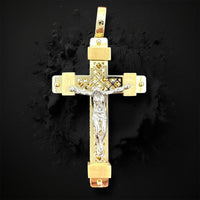 2.1” 14k Two-tone Gold  Crucifix Pendant - Italian Made