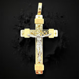 2.1” 14k Two-tone Gold  Crucifix Pendant - Italian Made