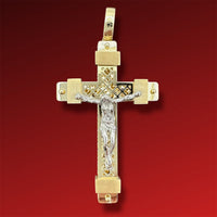 2.1” 14k Two-tone Gold  Crucifix Pendant - Italian Made