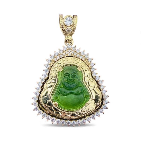 14k Gold 3D Laughing Buddha Pendant