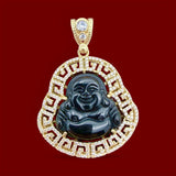 14k Gold Black Laughing Buddha Pendant