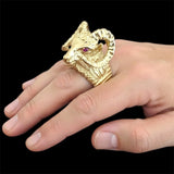 14k Gold Solid Ram Ring