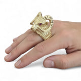 14k Gold Solid Ram Ring