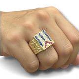 14k Gold Cuban Flag Ring