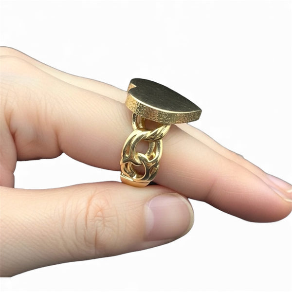 14k Gold 3D Heart Chino Link Ring
