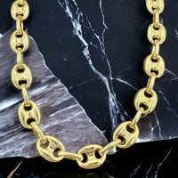 7.7mm 14k Gold Puffed Mariner Link Necklace
