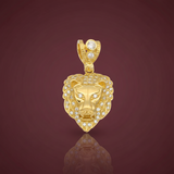 14K Yellow Gold 3D Lion Head Pendant