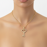 14K Gold Diamond Key Pendant (choose your color)