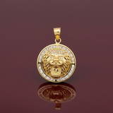 14K Gold and CZ Lion Head Pendant
